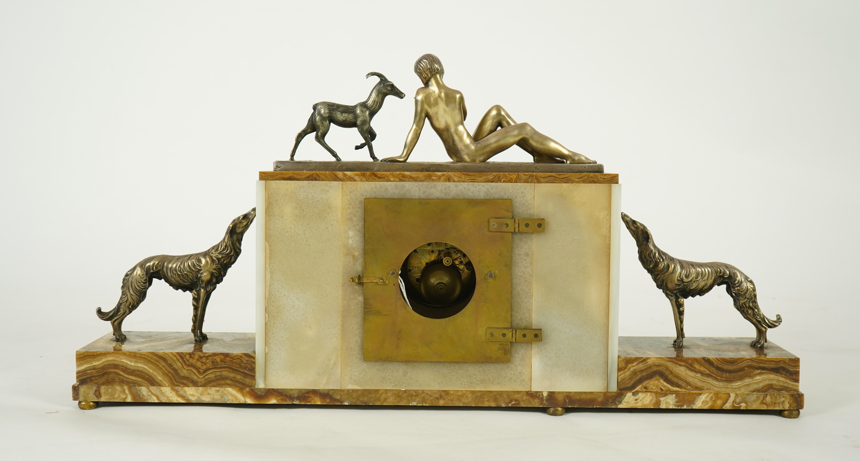 F.H. Danvin (French, 20th century), a marble and onyx clock